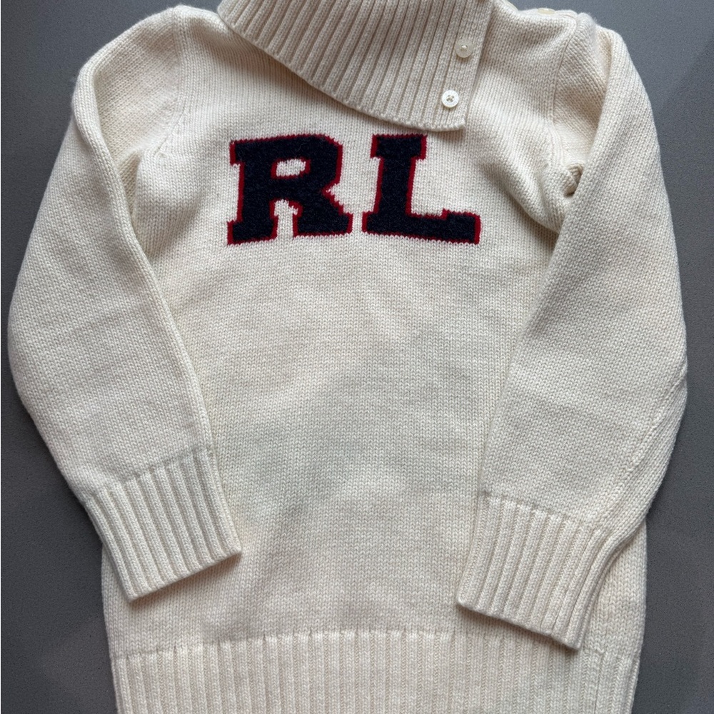 Polo by Ralph Lauren Cream Sweater with Navy Letters - Picture 1 of 12